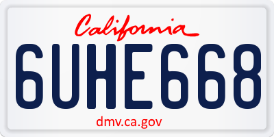 CA license plate 6UHE668