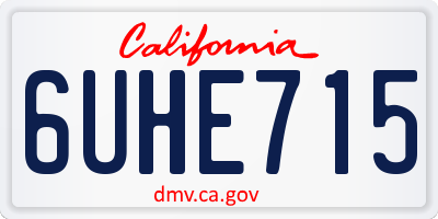 CA license plate 6UHE715