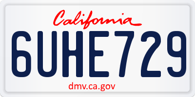 CA license plate 6UHE729