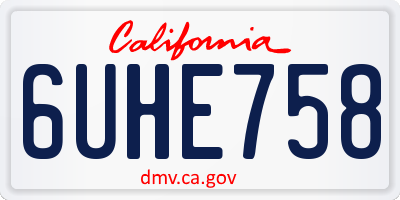 CA license plate 6UHE758