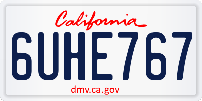 CA license plate 6UHE767