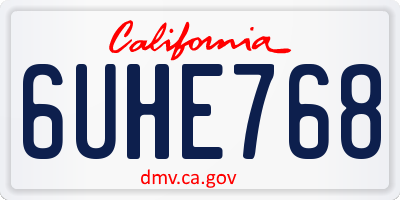 CA license plate 6UHE768