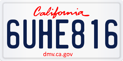 CA license plate 6UHE816