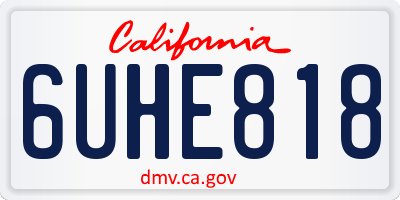 CA license plate 6UHE818