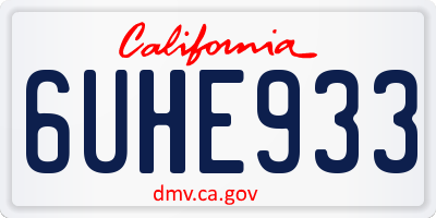 CA license plate 6UHE933