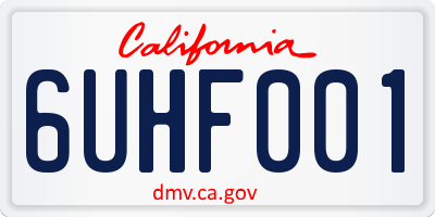 CA license plate 6UHF001