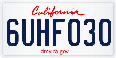 CA license plate 6UHF030