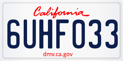 CA license plate 6UHF033