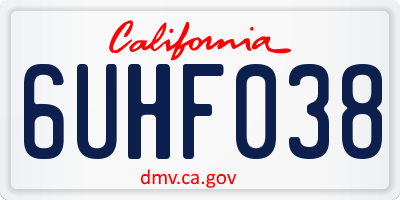 CA license plate 6UHF038