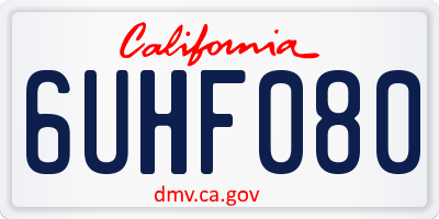 CA license plate 6UHF080