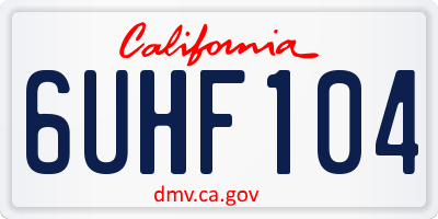 CA license plate 6UHF104