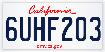 CA license plate 6UHF203