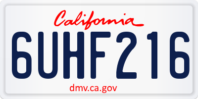 CA license plate 6UHF216