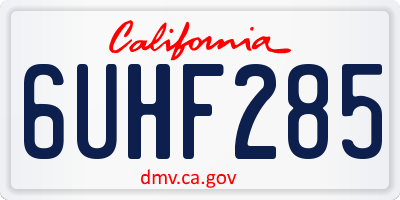 CA license plate 6UHF285
