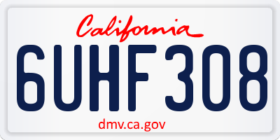 CA license plate 6UHF308