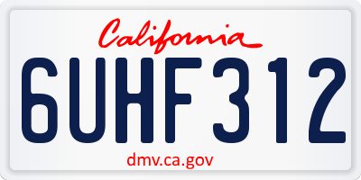 CA license plate 6UHF312
