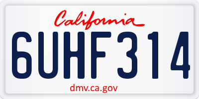 CA license plate 6UHF314