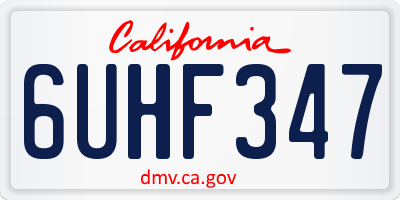 CA license plate 6UHF347
