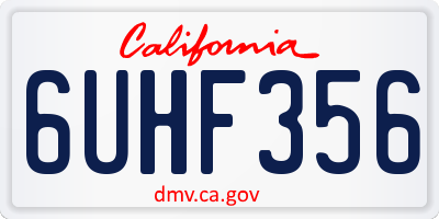 CA license plate 6UHF356
