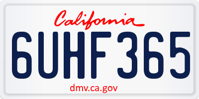CA license plate 6UHF365