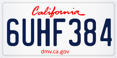 CA license plate 6UHF384