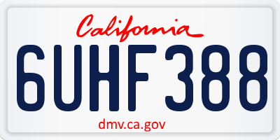 CA license plate 6UHF388