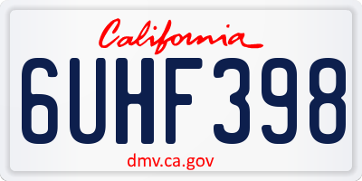 CA license plate 6UHF398