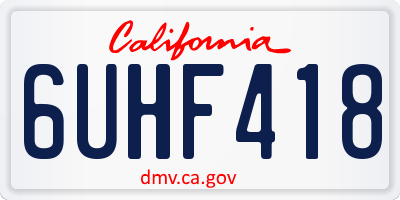 CA license plate 6UHF418
