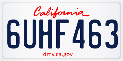 CA license plate 6UHF463