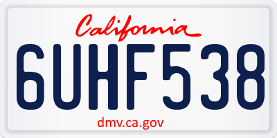 CA license plate 6UHF538