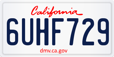 CA license plate 6UHF729