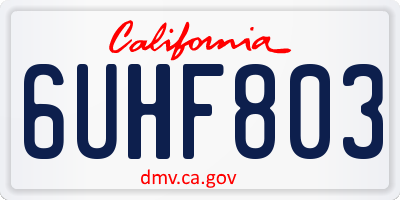 CA license plate 6UHF803