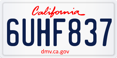 CA license plate 6UHF837
