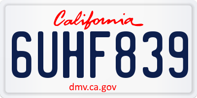 CA license plate 6UHF839