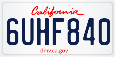 CA license plate 6UHF840