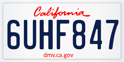 CA license plate 6UHF847
