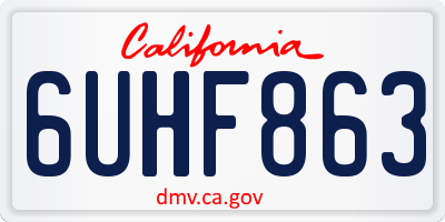 CA license plate 6UHF863