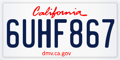 CA license plate 6UHF867