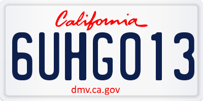 CA license plate 6UHG013