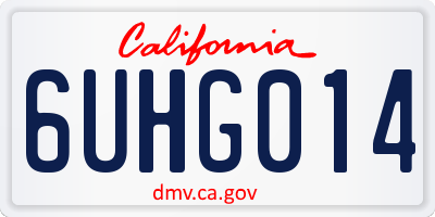 CA license plate 6UHG014