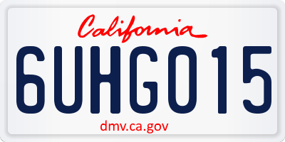 CA license plate 6UHG015