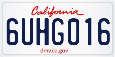 CA license plate 6UHG016