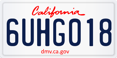 CA license plate 6UHG018