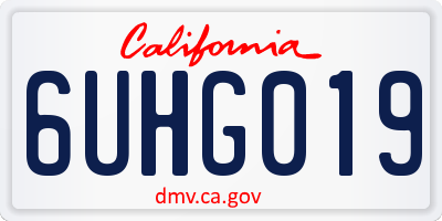 CA license plate 6UHG019