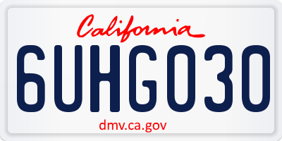 CA license plate 6UHG030