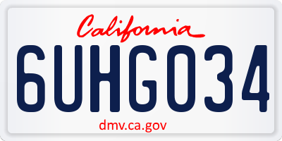 CA license plate 6UHG034