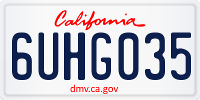 CA license plate 6UHG035