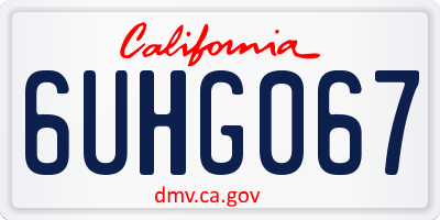 CA license plate 6UHG067
