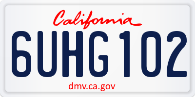 CA license plate 6UHG102