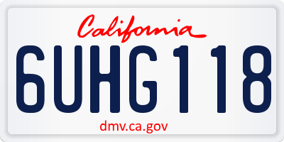 CA license plate 6UHG118